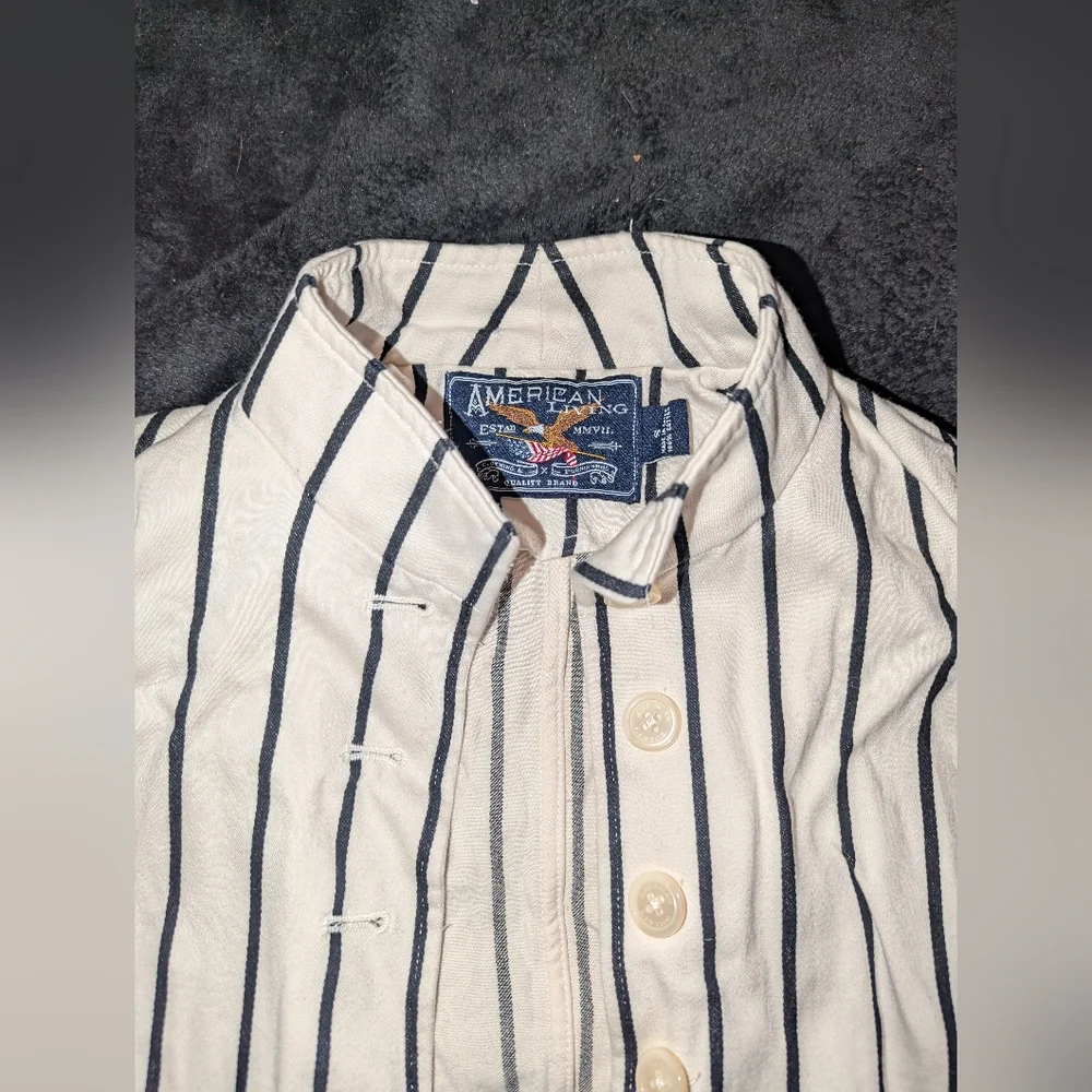 American Living White Pinstripe Waist Length Jacket - Picture 2 of 4